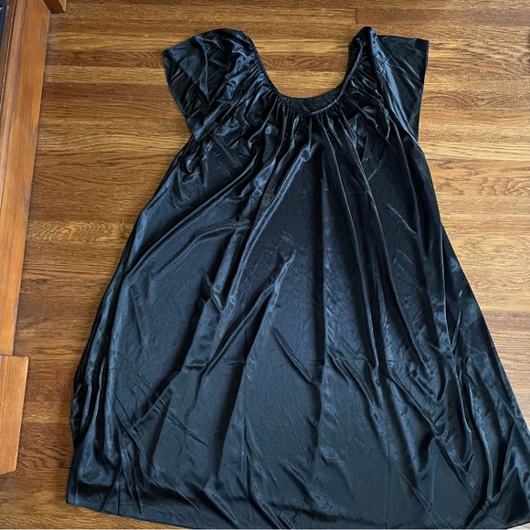 vintage nightgown dress XL floral black goth 80s nylon - Picture 4 of 6